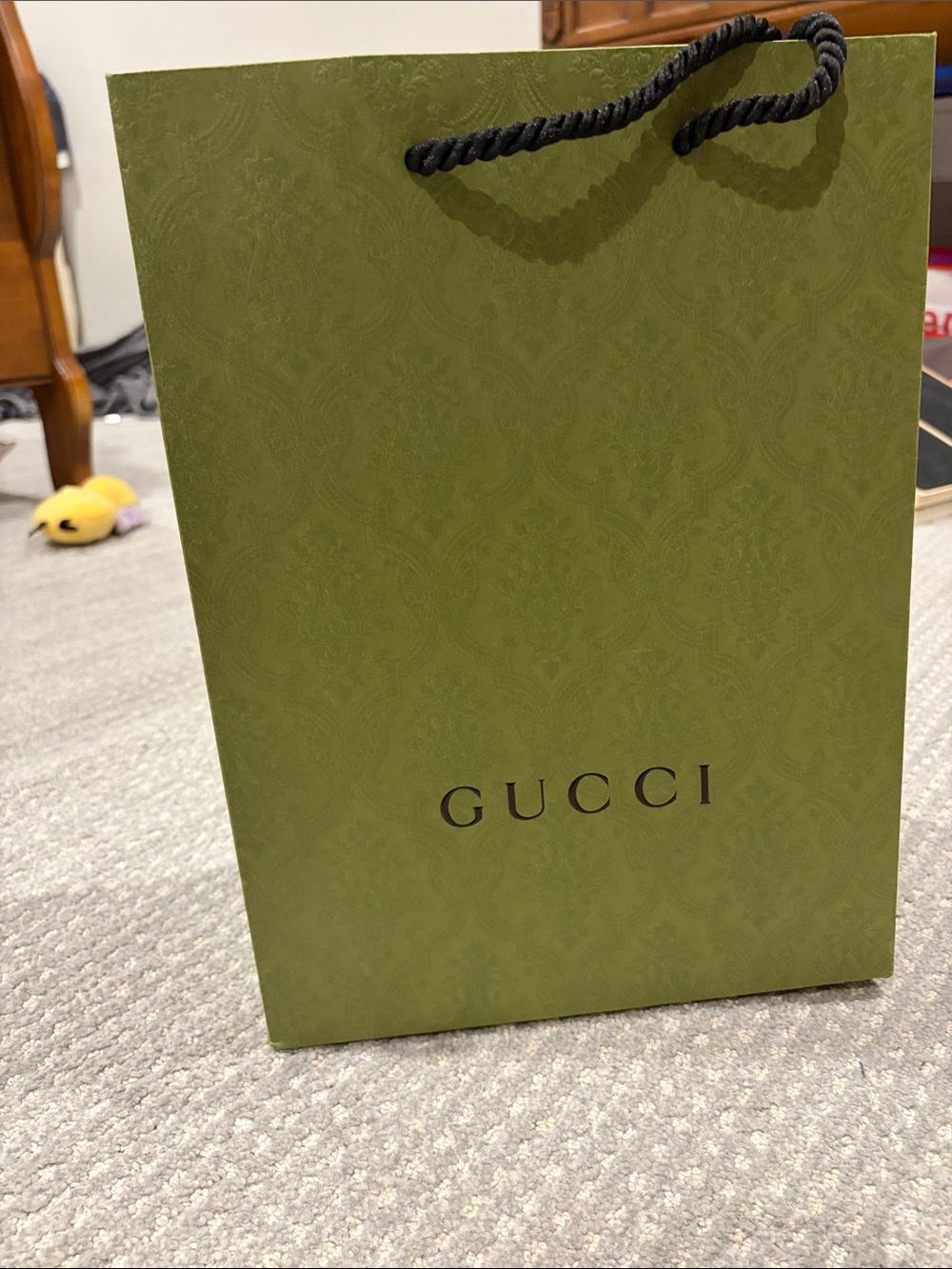 Gucci Green Patterned Rope-Handle Gift Bag